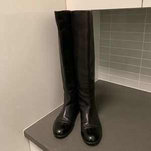 Attimo Leather Knee High Black Boots Chanel 38 8